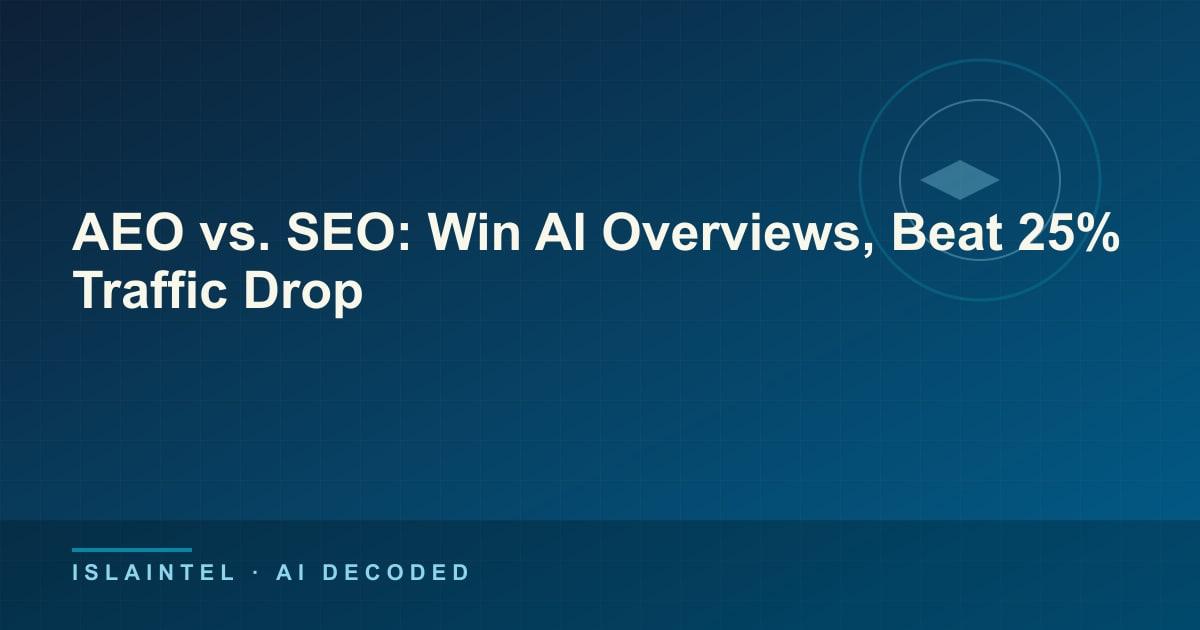 AEO vs. SEO: Win AI Overviews, Beat 25% Traffic Drop — IslaIntel blog cover on AI, automation, and technology