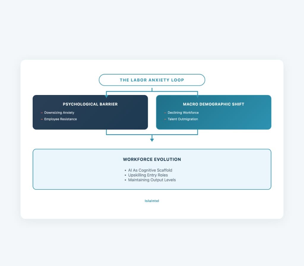 Puerto Rico AI labor anxiety loop — psychological barriers and demographic shifts driving workforce evolution through AI upskilling